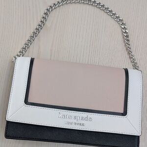 Kate Spade Tricolor Bag In Blush Pink, White, and Black. Clutch/Crossbody Style.